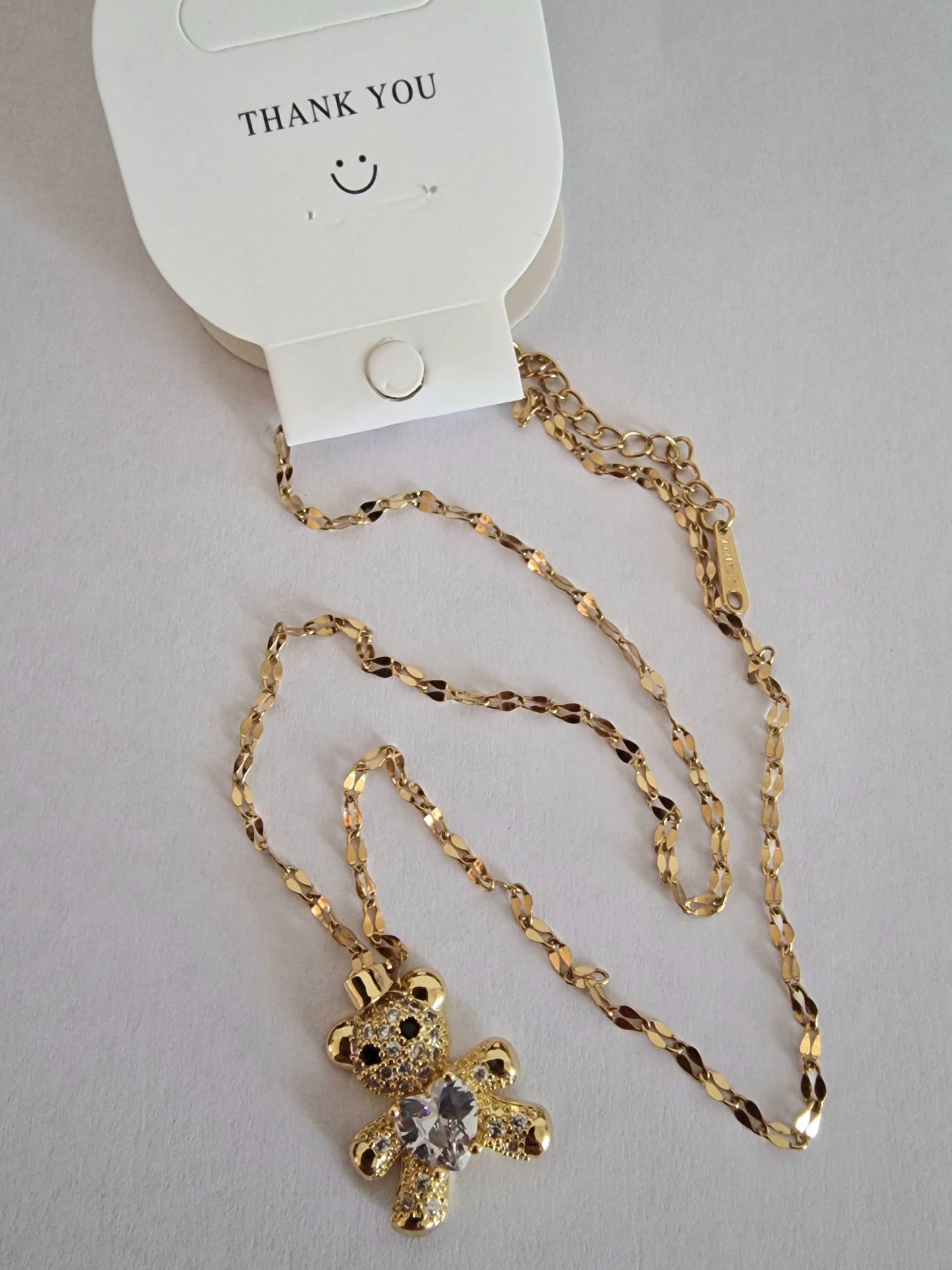 Gold Bear Rhombus Bow Knot Necklace