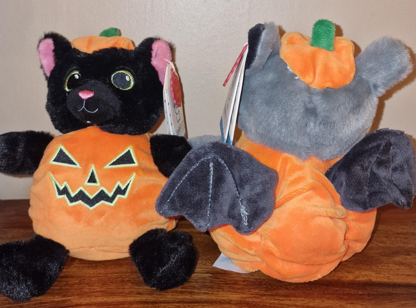 Cat & Bat in Pumpkin Outfit 16cm Plush