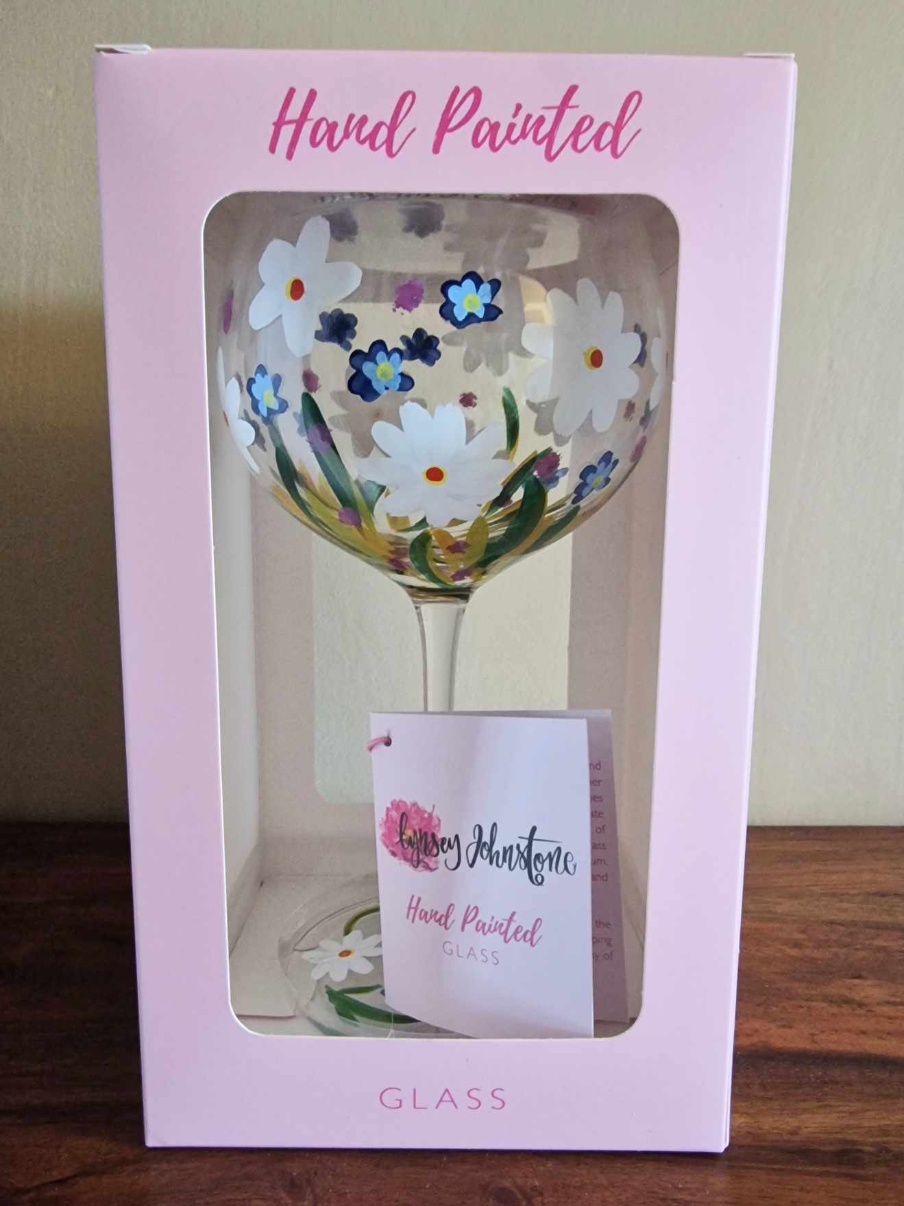 Hand Painted Glass with Daisy Print