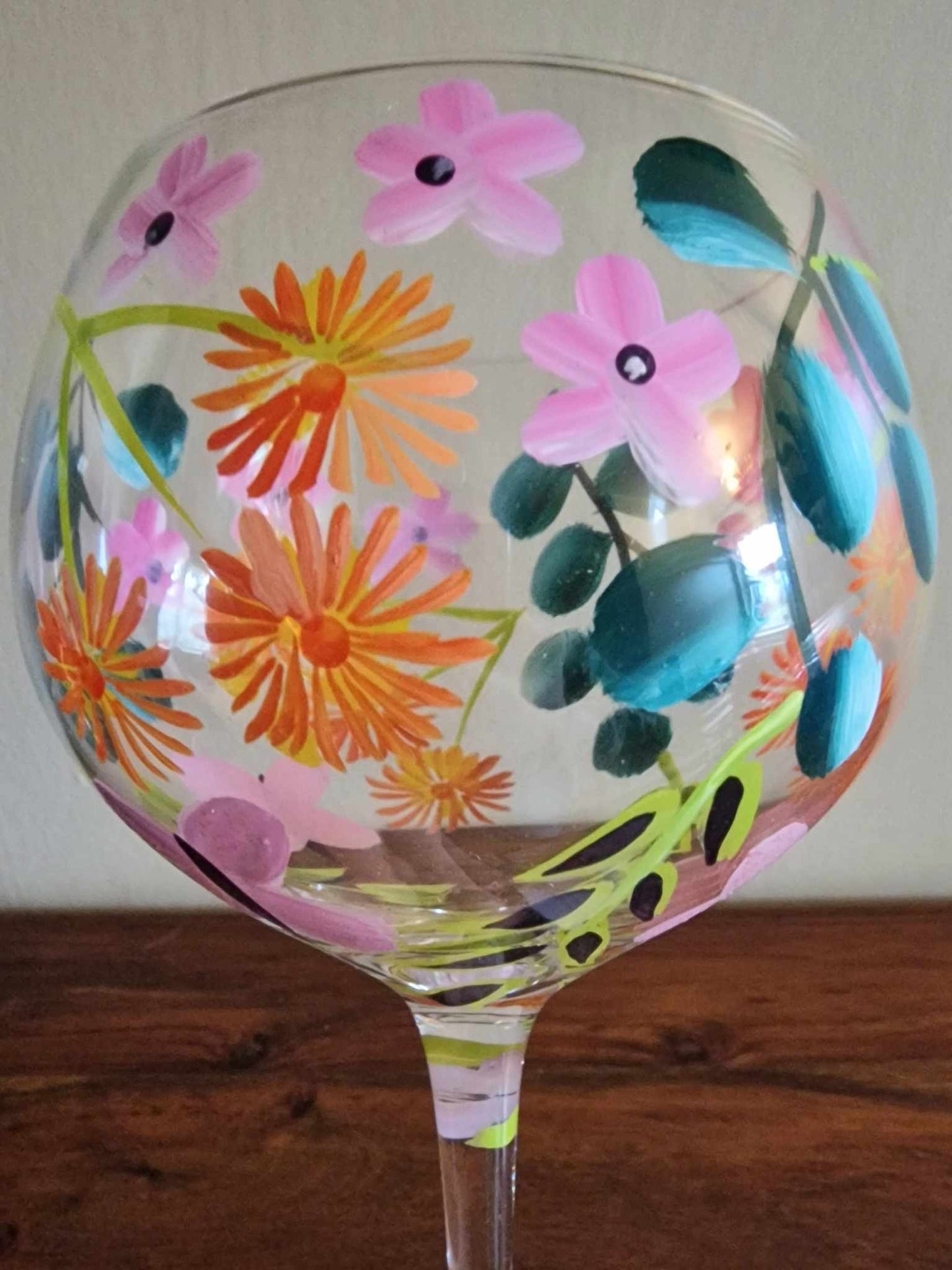 Hand Painted Glass with Floral Print
