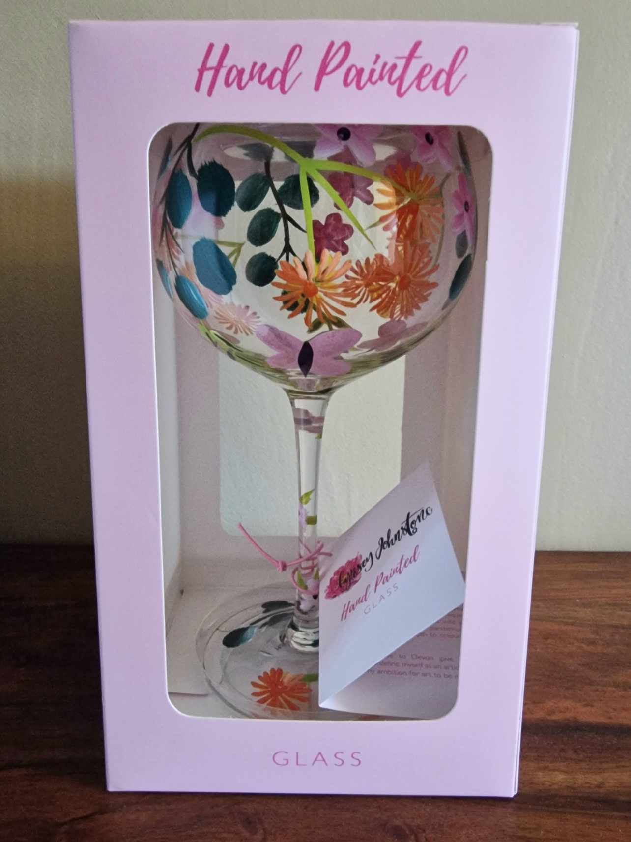 Hand Painted Glass with Floral Print