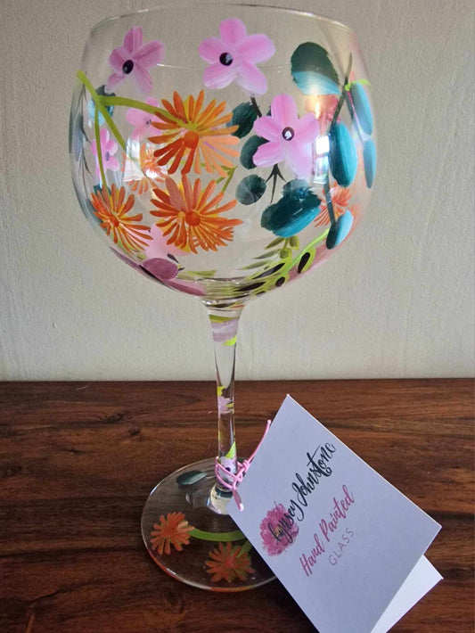 Hand Painted Glass with Floral Print