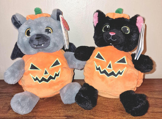 Cat & Bat in Pumpkin Outfit 16cm Plush